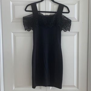 Little Black Dress with lace & gold zipper details